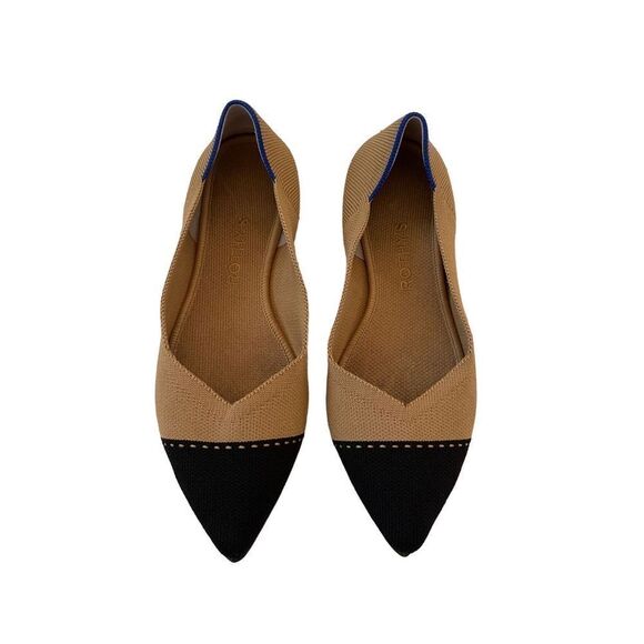 Rothys Womens Brown Black Classic Pointed Toe Camel Cap Ballet Flats Size 8W - Picture 11 of 12